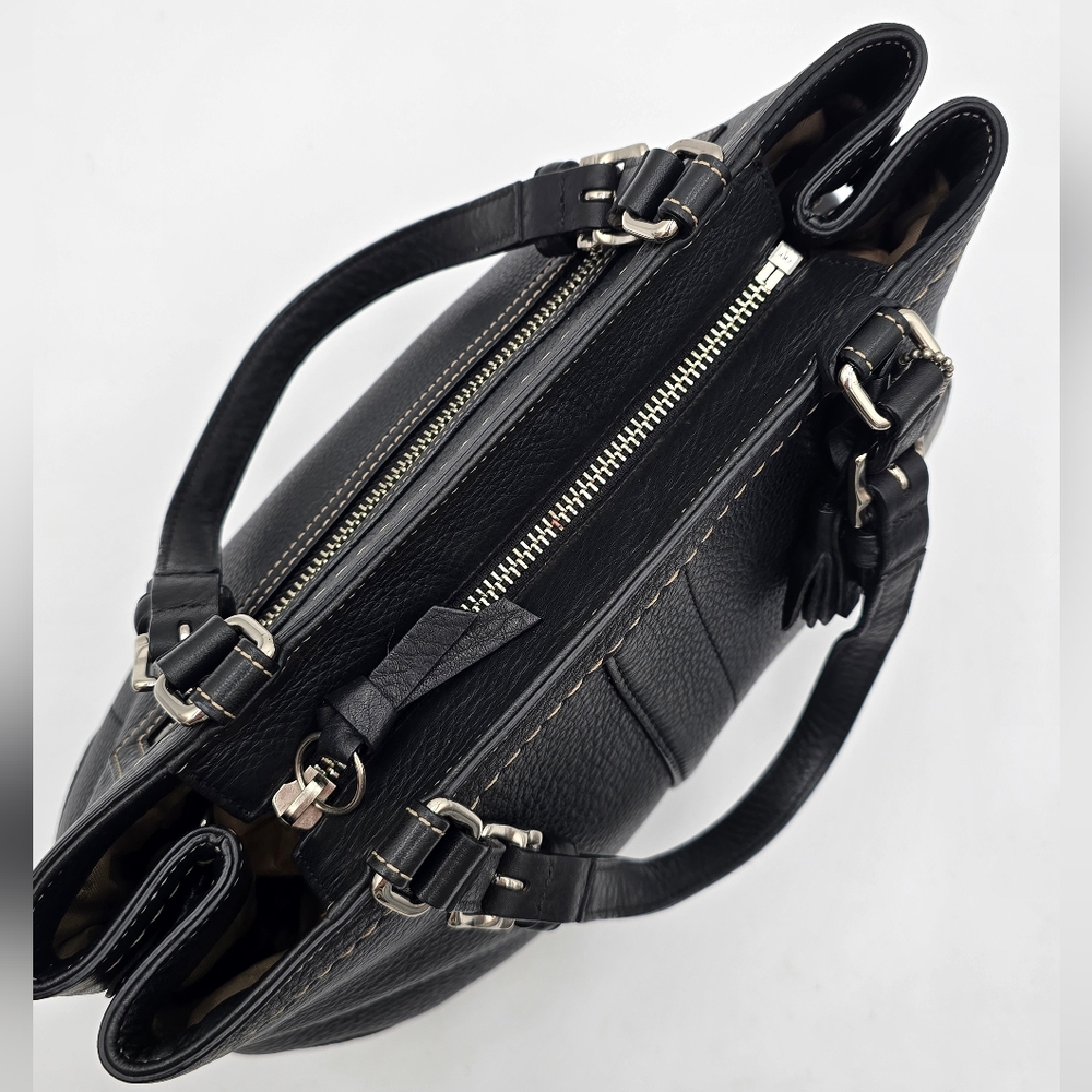 🌻VINTAGE!🌻Coach Y2K Hampton Luxury Tassel Satchel + Shoulder Chain Strap,Black - Picture 9 of 16